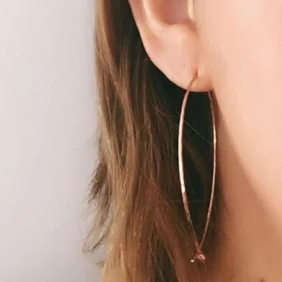 ::Stella & Dot🌹⚜️[ROSEGOLD] Large Hammered Hoops - Retired - Picture 3 of 6